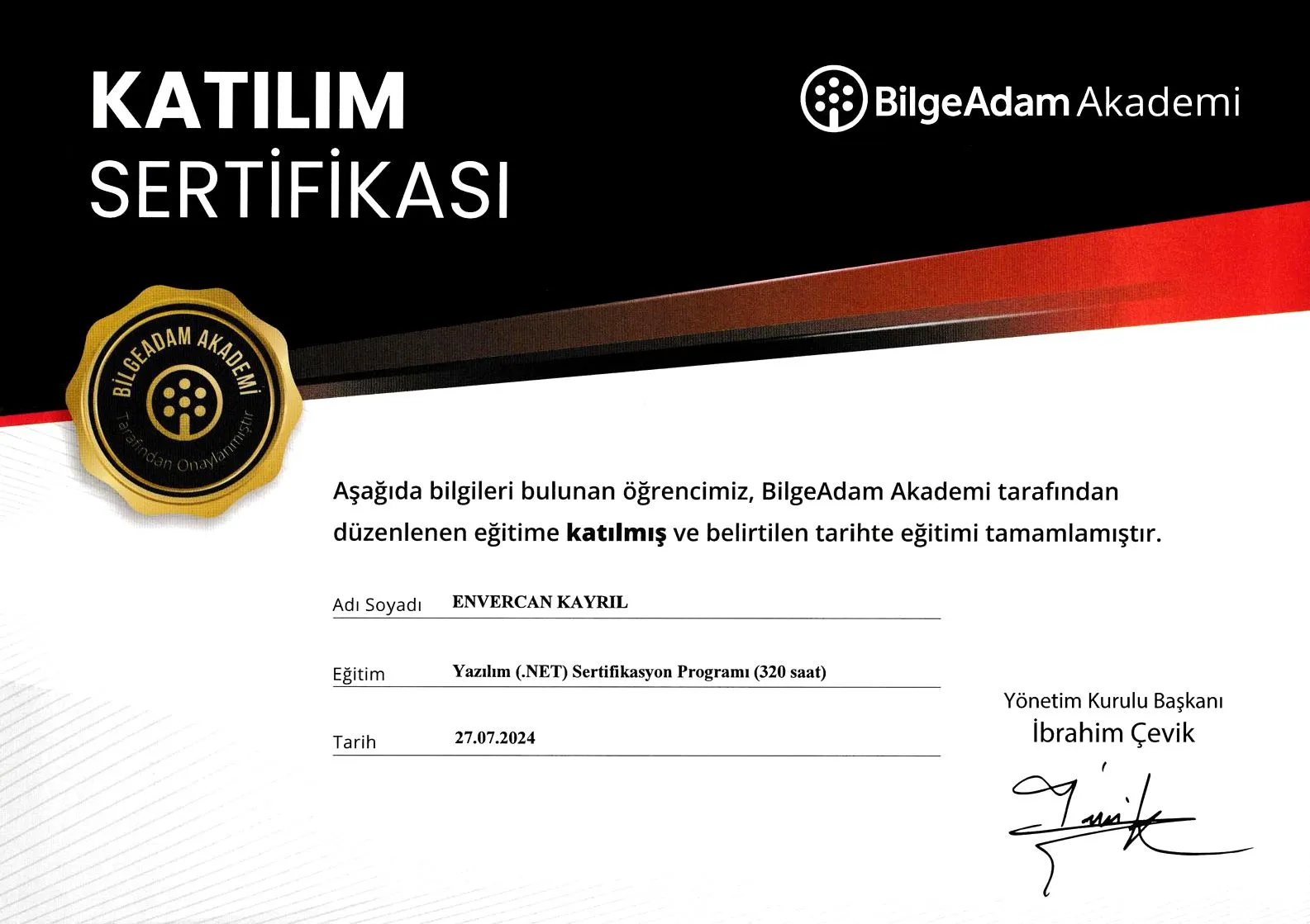 Yazılım (.NET) Sertifikasyon Programı (320 saat)